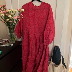 RHODE Resort Devi Red Puff Sleeve Dress
